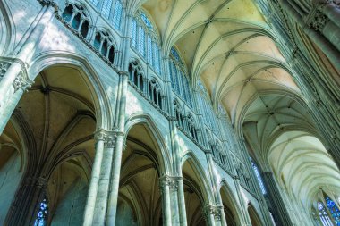 AMIENS, FRANCE - AUG 7, 2022: The interior of the Cathedral Basilica of Our Lady of Amiens, France