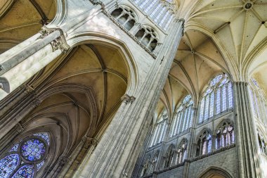 AMIENS, FRANCE - AUG 7, 2022: The interior of the Cathedral Basilica of Our Lady of Amiens, France