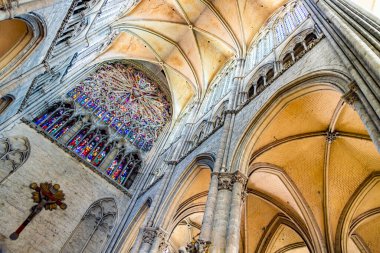 AMIENS, FRANCE - AUG 7, 2022: The interior of the Cathedral Basilica of Our Lady of Amiens, France