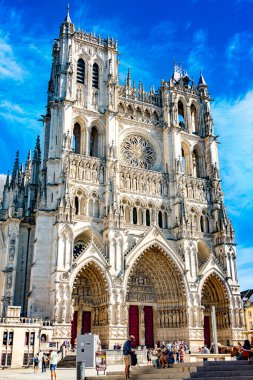 AMIENS, FRANCE - AUG 7, 2022: The Cathedral Basilica of Our Lady of Amiens, France clipart