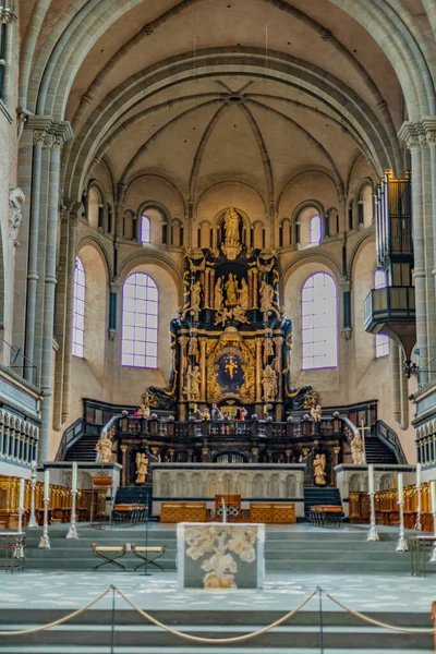 TRIER, GERMANY - AUG 4, 2022: The interior of the High Cathedral of Saint Peter in Trier, in the state of Rhineland-Palatinate, Germany