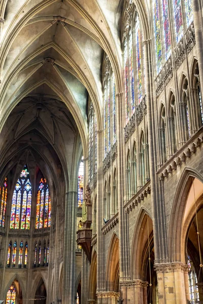 METZ, FRANCE - AUG 5, 2022: The interior of the Cathedral of Saint Stephen, Metz in France