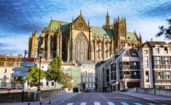Metz France Aug 2022 Architecture Metz Cathedral Saint Stephen France — 스톡 사진