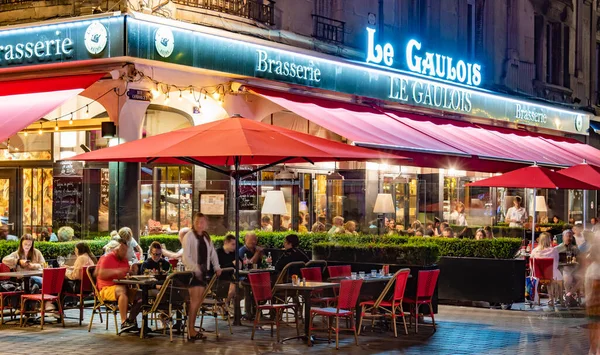 Reims France Aug 2022 Restaurants Old Town Reims France Night — Fotografia de Stock