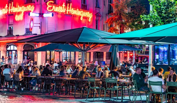 Reims France Aug 2022 Restaurants Old Town Reims France Night — Photo