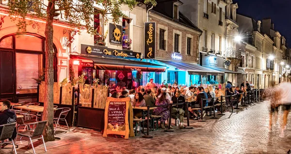 Reims France Aug 2022 Restaurants Old Town Reims France Night — 스톡 사진
