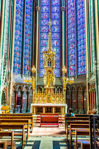AMIENS, FRANCE - AUG 7, 2022: The interior of the Cathedral Basilica of Our Lady of Amiens, France