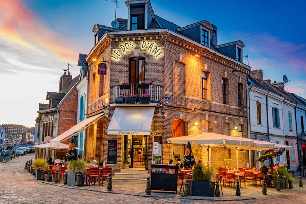 Amiens France Aug 2022 Restaurants Old Town Amiens France Sunset — Photo