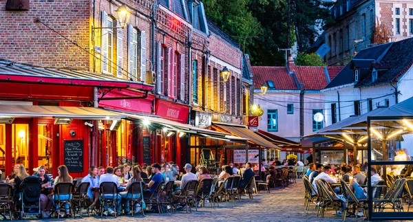 Amiens France Aug 2022 Restaurants Old Town Amiens France Sunset — Stockfoto