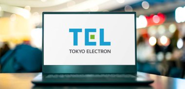 POZNAN, POL - AUG 2, 2022: Laptop computer displaying logo of Tokyo Electron, a Japanese electronics and semiconductor company headquartered in Akasaka, Minato-ku, Tokyo, Japan