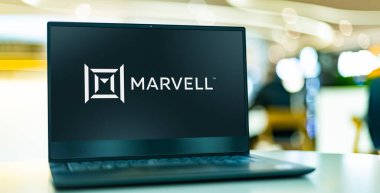 POZNAN, POL - AUG 2, 2022: Laptop computer displaying logo of Marvell Technology, a company, headquartered in Santa Clara, California, which develops and produces semiconductors and related technology