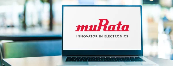Poznan Pol Aug 2022 Laptop Computer Displaying Logo Murata Manufacturing — Stockfoto