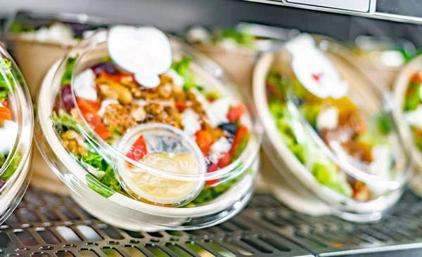 Pre Empaquetado Listo Para Comer Comidas Exhibidas Refrigerador Comercial — Foto de Stock