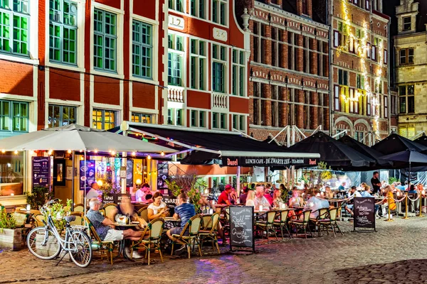 Ghent Belgia Aug 2022 Restauracje Starym Mieście Gandawa Flamandzkim Regionie — Zdjęcie stockowe