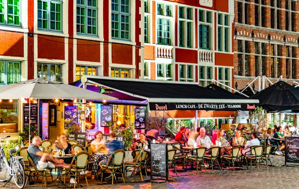 Ghent Belgia Aug 2022 Restauracje Starym Mieście Gandawa Flamandzkim Regionie — Zdjęcie stockowe