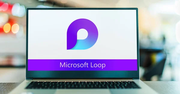 Poznan Pol Sep 2022 Ноутбук Компьютер Логотипом Microsoft Loop Онлайн — стоковое фото