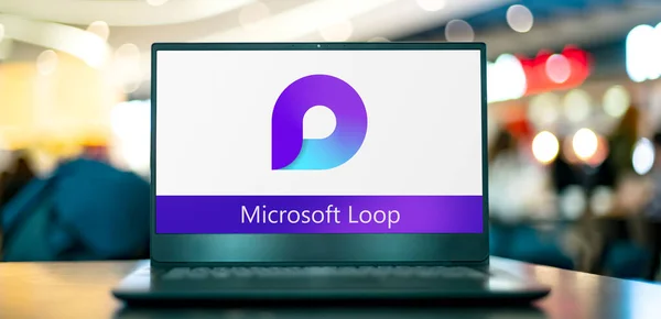 Poznan Pol Sep 2022 Computador Portátil Exibindo Logotipo Microsoft Loop — Fotografia de Stock