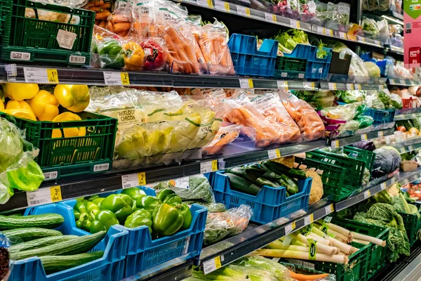 Ghent Belgium Aug 2022 Friss Zöldségek Egy Szupermarketben — Stock Fotó