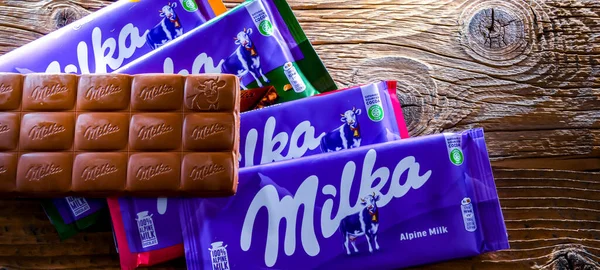 Poznan Pol Agosto 2022 Chocolates Milka Marca Confecção Chocolate Originária — Fotografia de Stock
