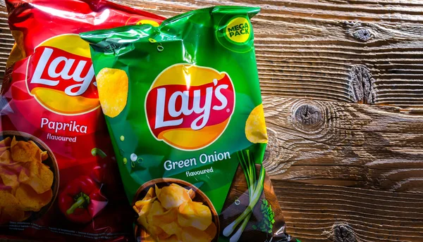 Poznan Pol Ago 2022 Paquetes Papas Fritas Lay Popular Marca — Foto de Stock