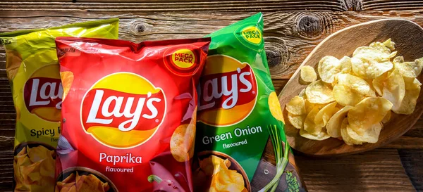 Poznan Pol Aug 2022 Packungen Lay Kartoffelchips Beliebte Amerikanische Marke — Stockfoto