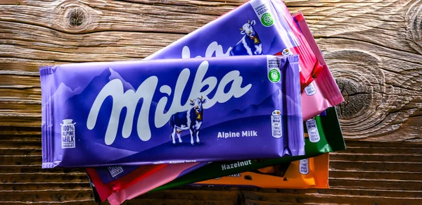Poznan Pol Agosto 2022 Chocolates Milka Marca Confecção Chocolate Originária — Fotografia de Stock