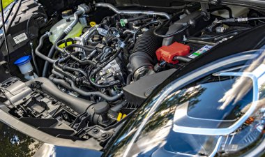 POZNAN, POLAND - SEP 2, 2022: Ford Puma 1. 0 EcoBoost hibrid motoru