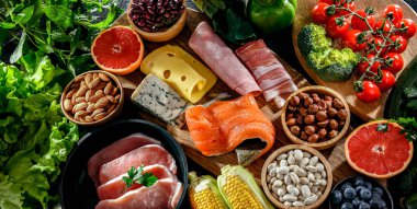 Kilo kaybı için önerilen düşük karbonhidratlı diyet ürünleri.