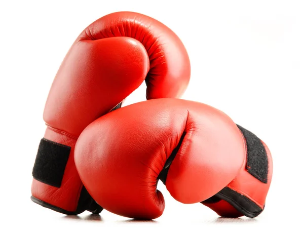 Pair Red Leather Boxing Gloves Isolated White Background — Stock Photo, Image