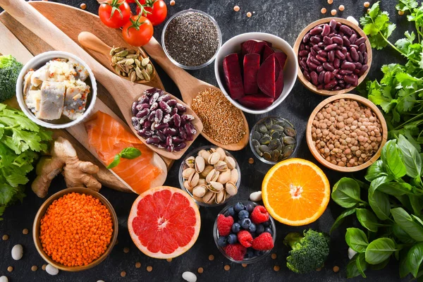 Prodotti Alimentari Raccomandati Ridurre Pressione Alta Dieta Ipertensione — Foto Stock