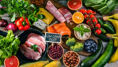 Kilo kaybı için önerilen düşük karbonhidratlı diyet ürünleri.