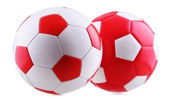 Two leather soccer balls isolated on white background.