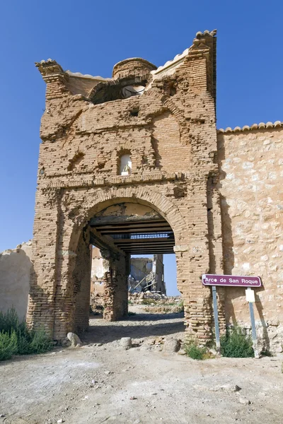 Belchite Dorf bei einem Bombenangriff während des spanischen Bürgerkriegs zerstört — Stockfoto