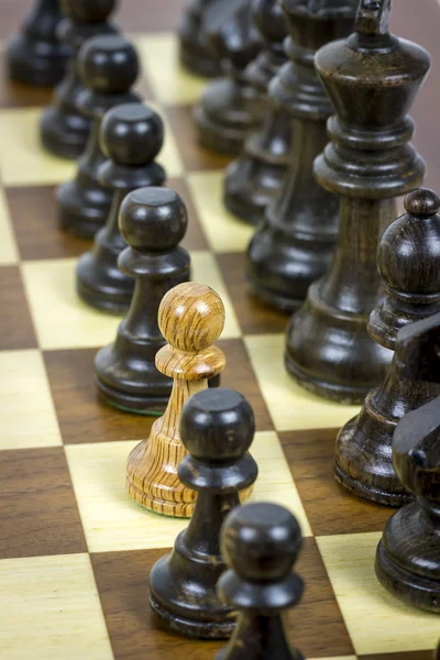 White pawn on black rows — Stock Photo, Image