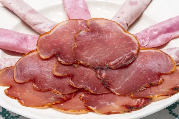 Spanish serrano ham and sausages — Stock Photo, Image