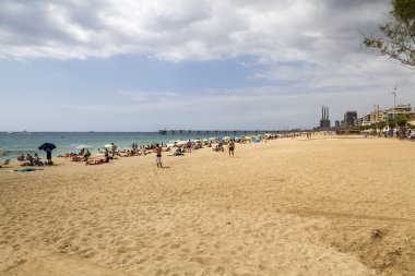 bir görünümü barceloneta Beach Barcelona, İspanya