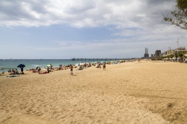 A view of Barceloneta Beach in Barcelona, Spain clipart