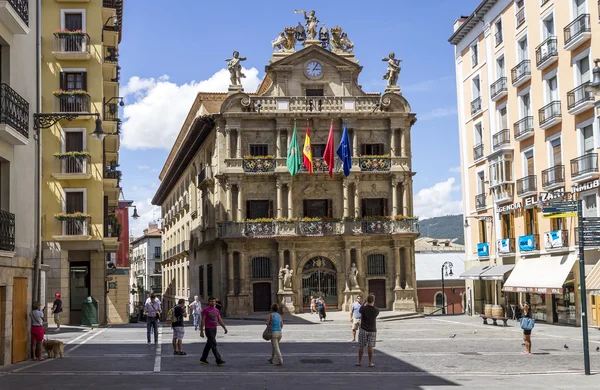 Pamplona Stadhuis plein — Stockfoto