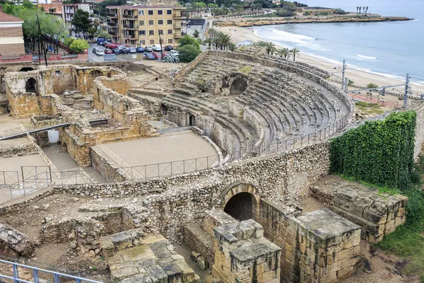 Romjai az ókori amfiteátrum, Tarragona, Spanyolország — Stock Fotó