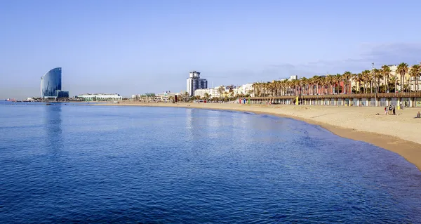 Plaża Barceloneta w lecie — Zdjęcie stockowe