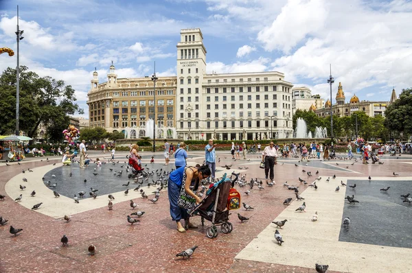 Placa de catalunya Katalonya Meydanı. Barcelona — Stok fotoğraf