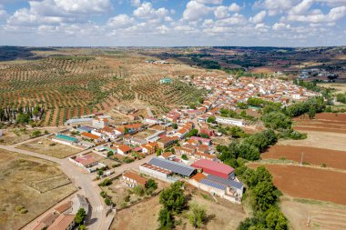 Povedilla Albacete İspanya 'nın hava panoramik görüntüsü