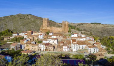 Vozmediano Soria İspanya 'nın panoramik hava manzarası, Castilla y Leon Özerk Topluluğu. Moncayo Bölgesi Kasabası.