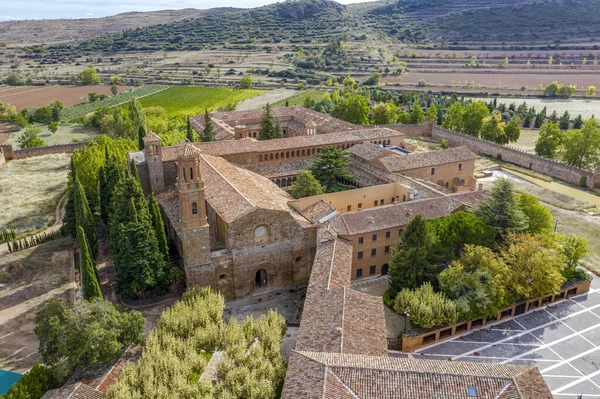 Aerial View Church Abbey Royal Monastery Santa Maria Veruela Vera — Stock Photo, Image