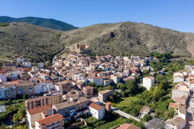 Jarque de Moncayo 'nun panoramik manzarası, Aranda bölgesi, Zaragoza ili, Aragon. İspanya