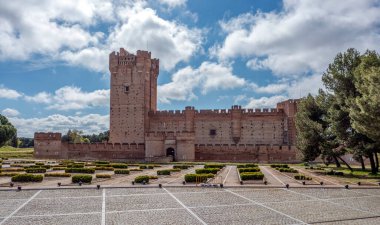 The medieval Castle of la Mota at sunset in Medina del Campo, Valladolid, Castilla y Leon, Spain.