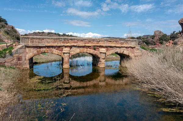 Renaissance Bridge 17Th Century Salado River Riba Santiuste Guadalajara Spain — Foto Stock