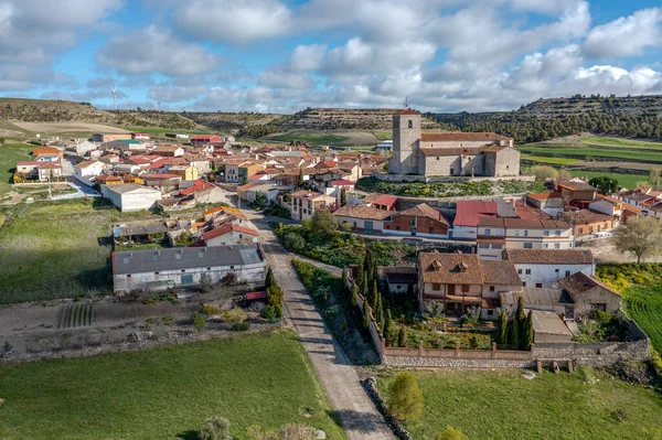 Vue Panoramique Sur Velliza Province Valladolid Espagne Détails Église Paroissiale — Photo