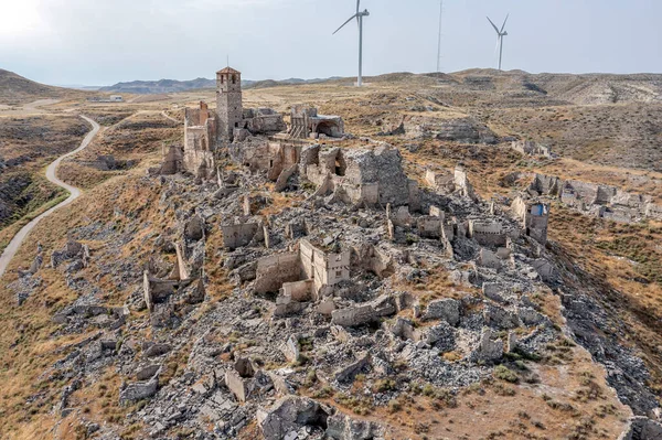 Vesnice Roden Zničena Při Bombardování Během Španělské Občanské Války Saragossa — Stock fotografie