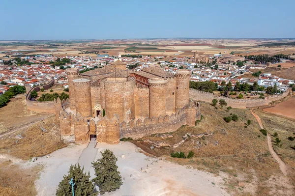 Středověký Hrad Kopci Obci Belmonte Provincie Cuenca Španělsko Boční Pohled — Stock fotografie